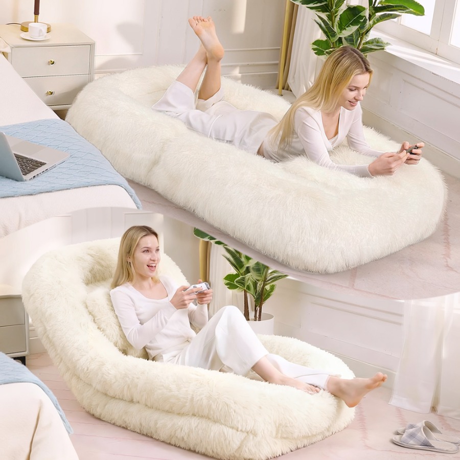 Sofas - 【新入荷】[動画あり] 人間用ドッグベッド、リラックスソファ、5段階調整可能な変形式、フロアゲーム用チェア、寝室、リビング