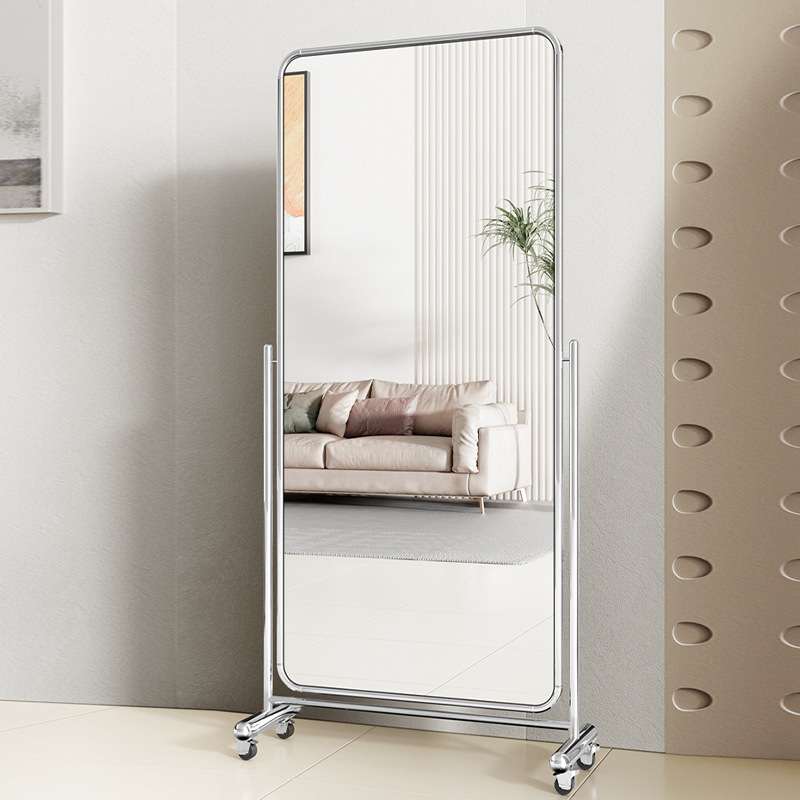 Full Length Mirror Jewelry Armoire - 移動式ミラー ステンレス製 家庭用寝室用全身鏡 衣料品店用 調節可能な鏡 床から天井までの垂直ミラー