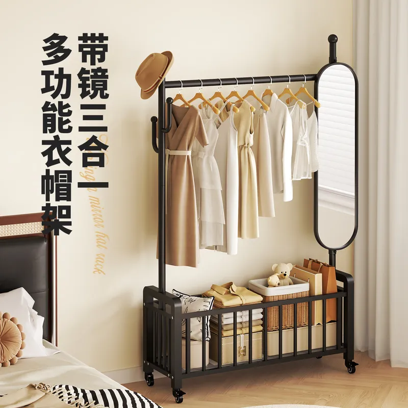 床から天井までのコートラック、全身鏡付き寝室用衣類ハンガース - Storage のレビューと価格