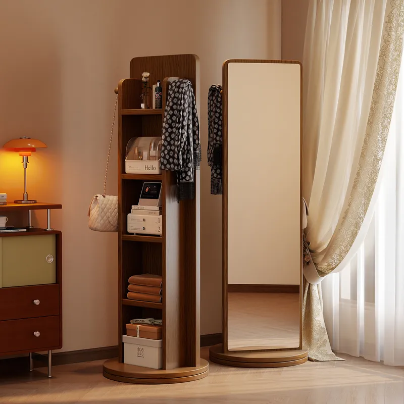 正方形回転式全身鏡、マガジンラック収納付き、移動可能な自立式 - Full Length Mirror Jewelry Armoire のレビューと価格