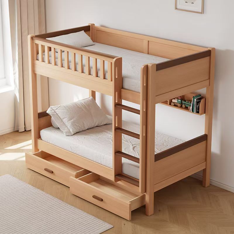 天然オーク材二段ベッド、スライドと引き出し付きキャビネット階 - Bunk Bed With Stairs And Slide のレビューと価格