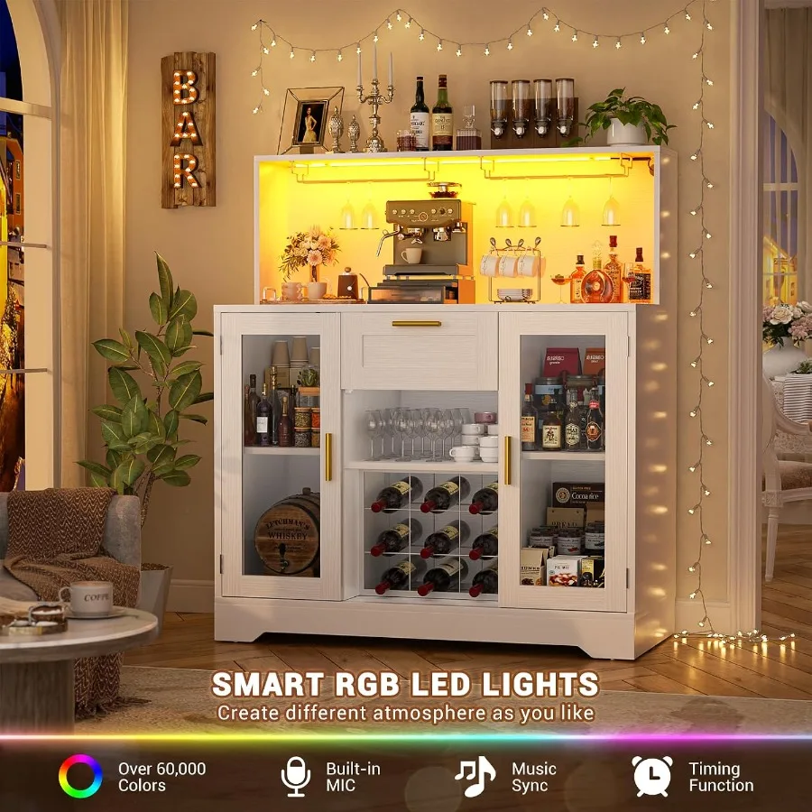 家庭用バーに最適な、RGB LEDライトと収納スペースを備え - Storage のレビューと価格